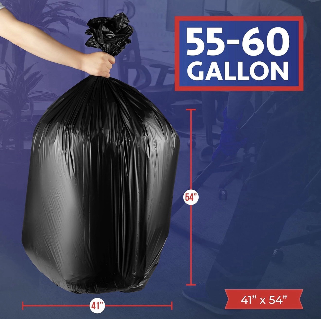 55-60 Gallon Trash Bags Heavy Duty – Bulk 150 Pack Large Garbage Bags – Big