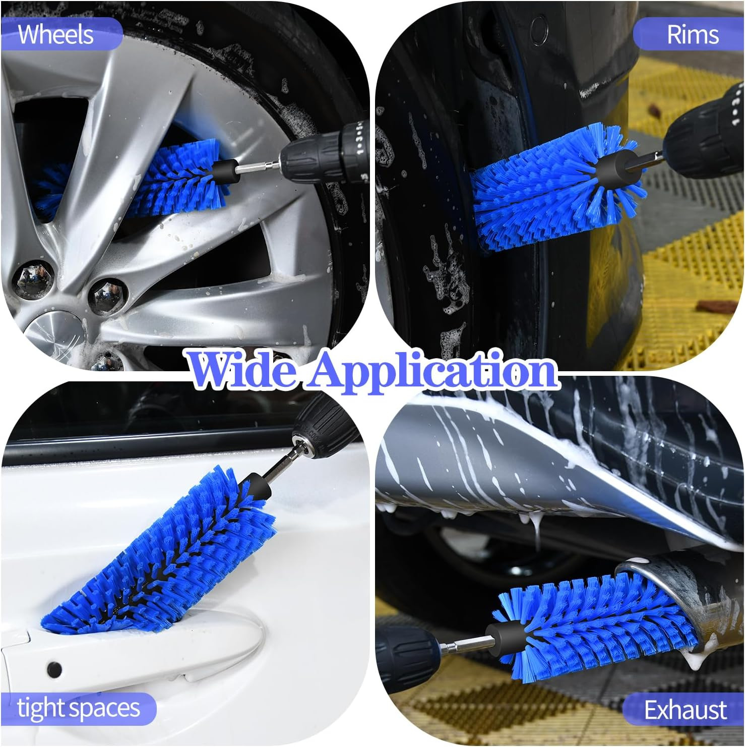 Drill Brush for Car Wheels & Bottles Cleaning Nylon 1/4in Drill Attachment