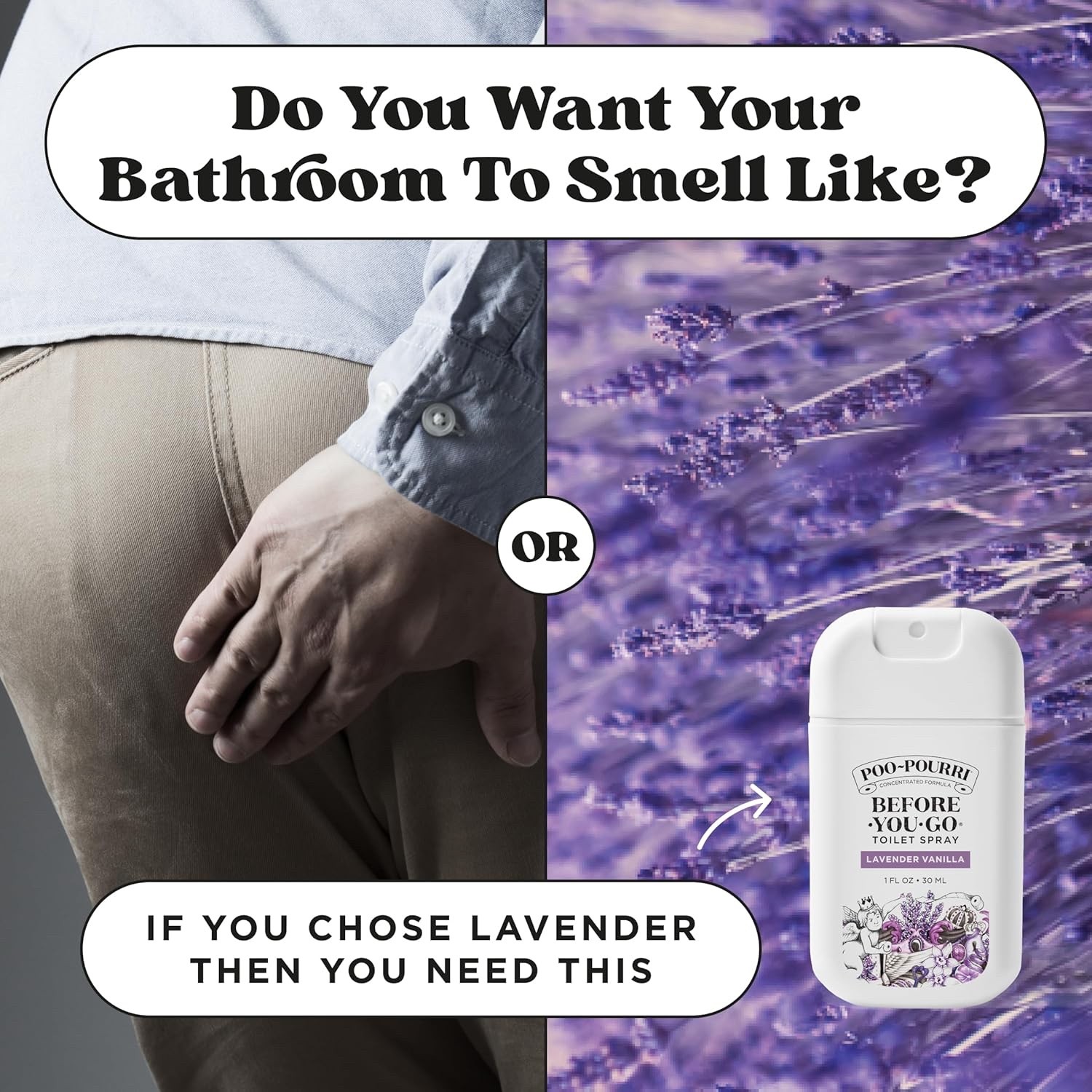 Before-You-Go Pocket Toilet Spray 4 PACK 1 Fl Oz Lavender Vanilla
