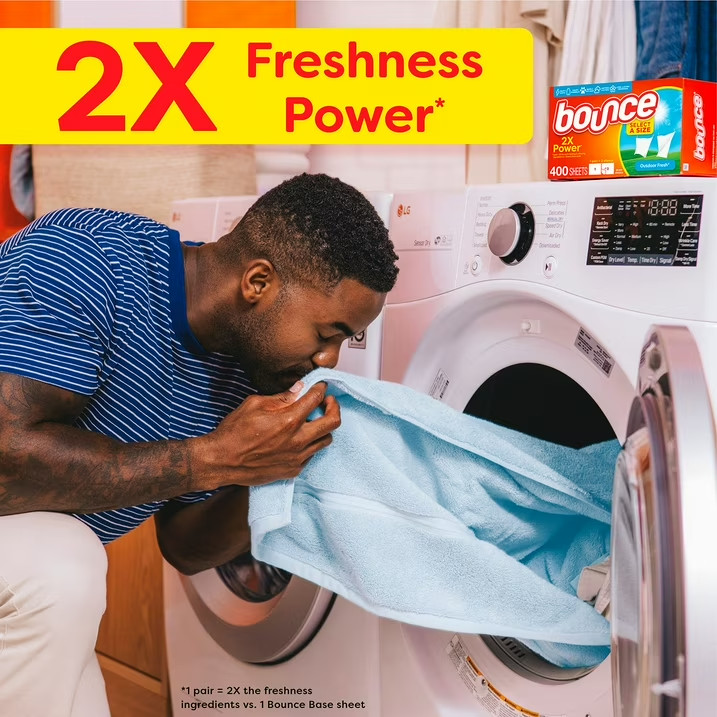 Bounce Select a Size Fabric Softener Dryer Sheets, Outdoor Fresh, 400 count.