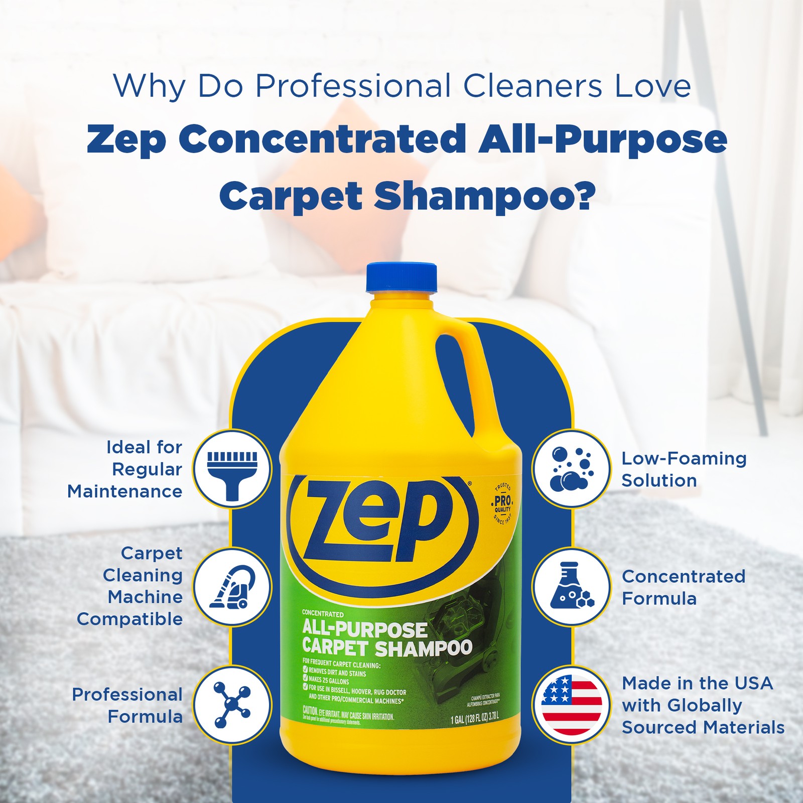 Zep All-Purpose Carpet Shampoo Concentrate Cleaner