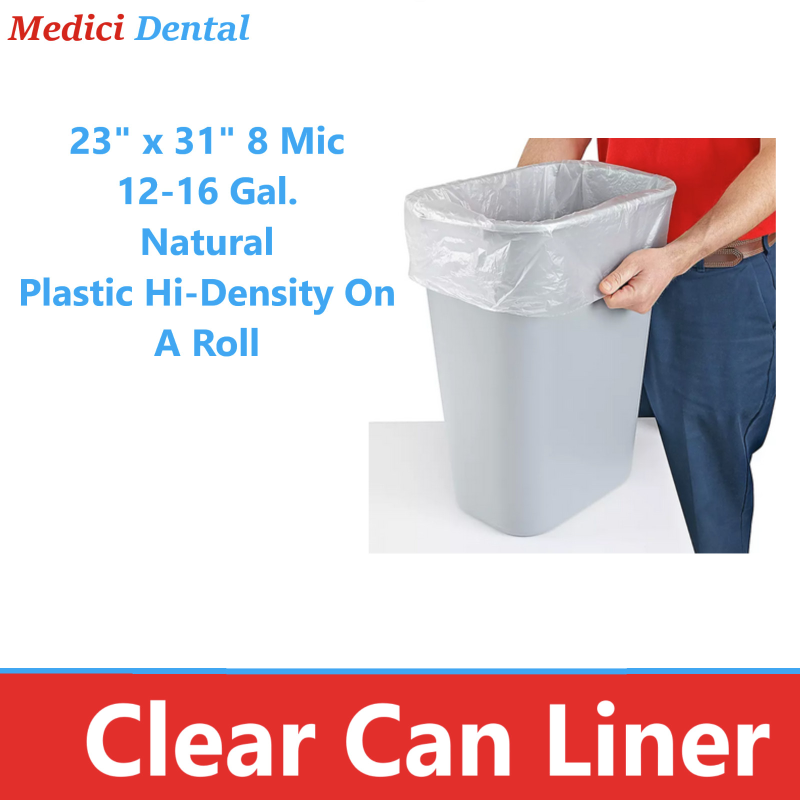 CLEAR Garbage Bags Office Household Storage Roll Trash Bag 12-16 Gln, 33 Gallons