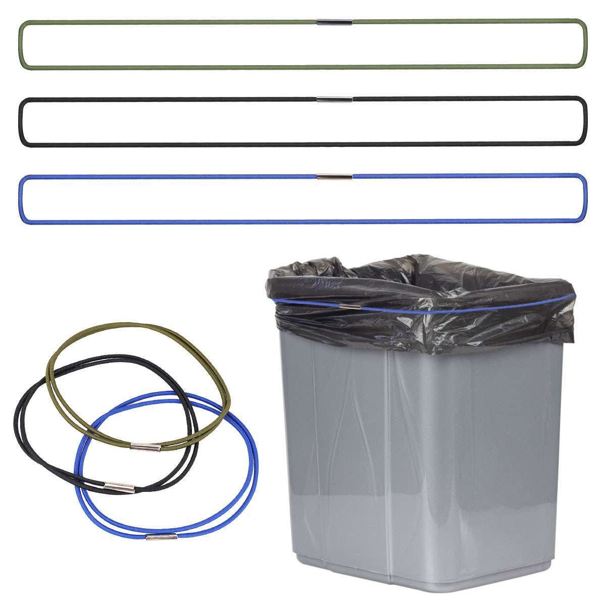3 Pack Trash Can Bands Garbage Bag Elastic Bands Durable Rubber Band Fit 13-30 G