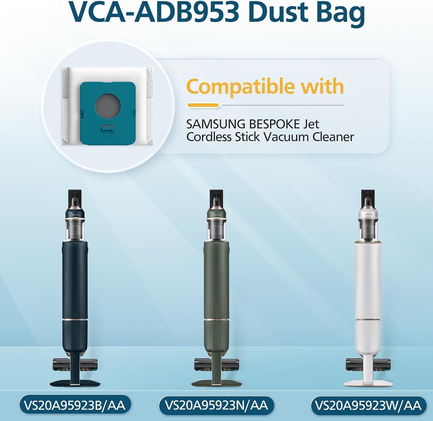 8 Pack VCA-ADB953 Dust Bags for SAMSUNG BESPOKE Jet Cordless Stick Vacuum