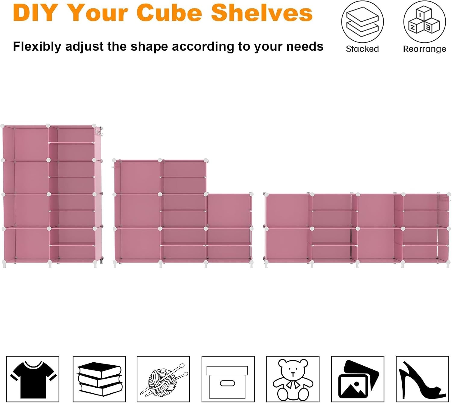 Modular 8-Cube Storage Organizer | Stackable & Lightweight for Modern Living