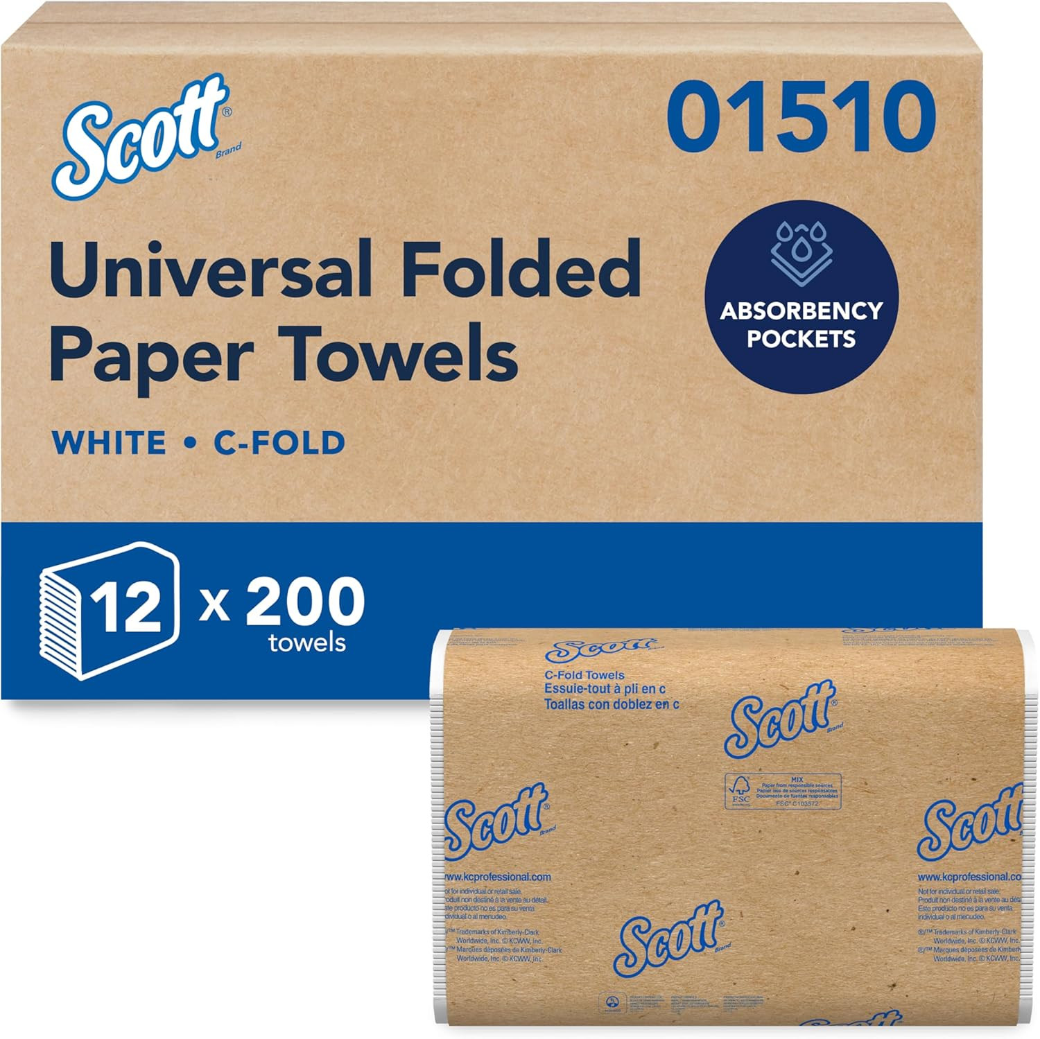Essential C-Fold Folded Paper Towels, Bulk, Fast-Drying Absorbency Pockets