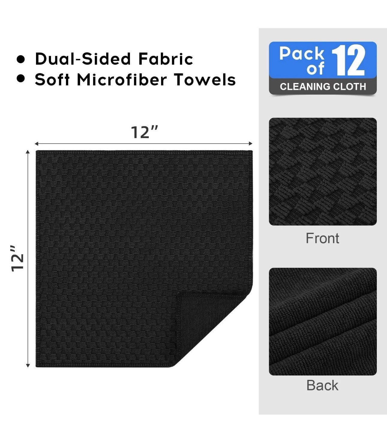 Kitinjoy Microfiber Cleaning Cloth, 12 Pack Soft and No Lint Microfiber Towel…