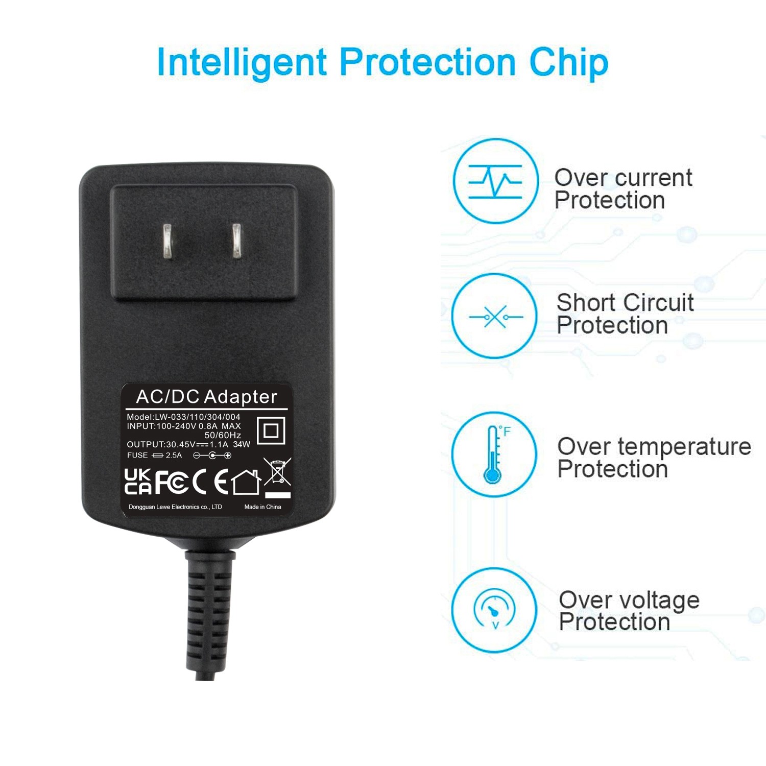 30.45V 1.1A AC Adapter Charger For Dyson Cyclone V10 V11 SV12 Power Supply Cord