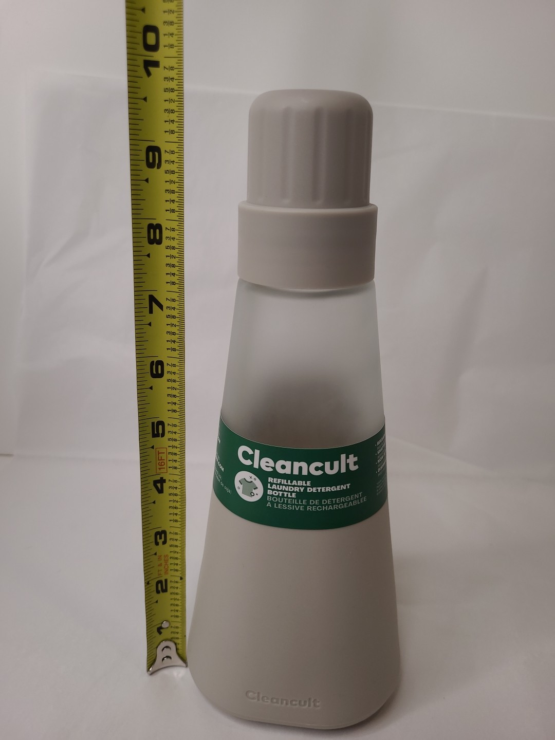 Cleancult Laundry Glass Bottle Dispenser Off-White Refillable Detergent 20oz NEW