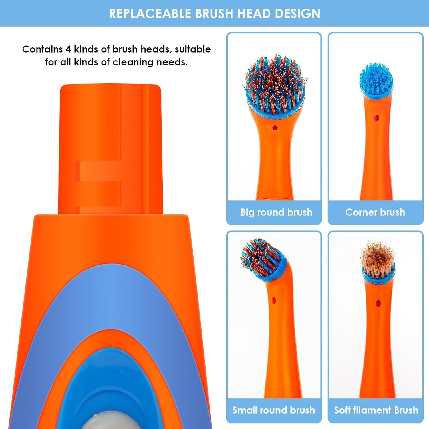 4 in 1 Electric Scrubber Portable Cleaning Brush Bathroom Kitchen Multifunction