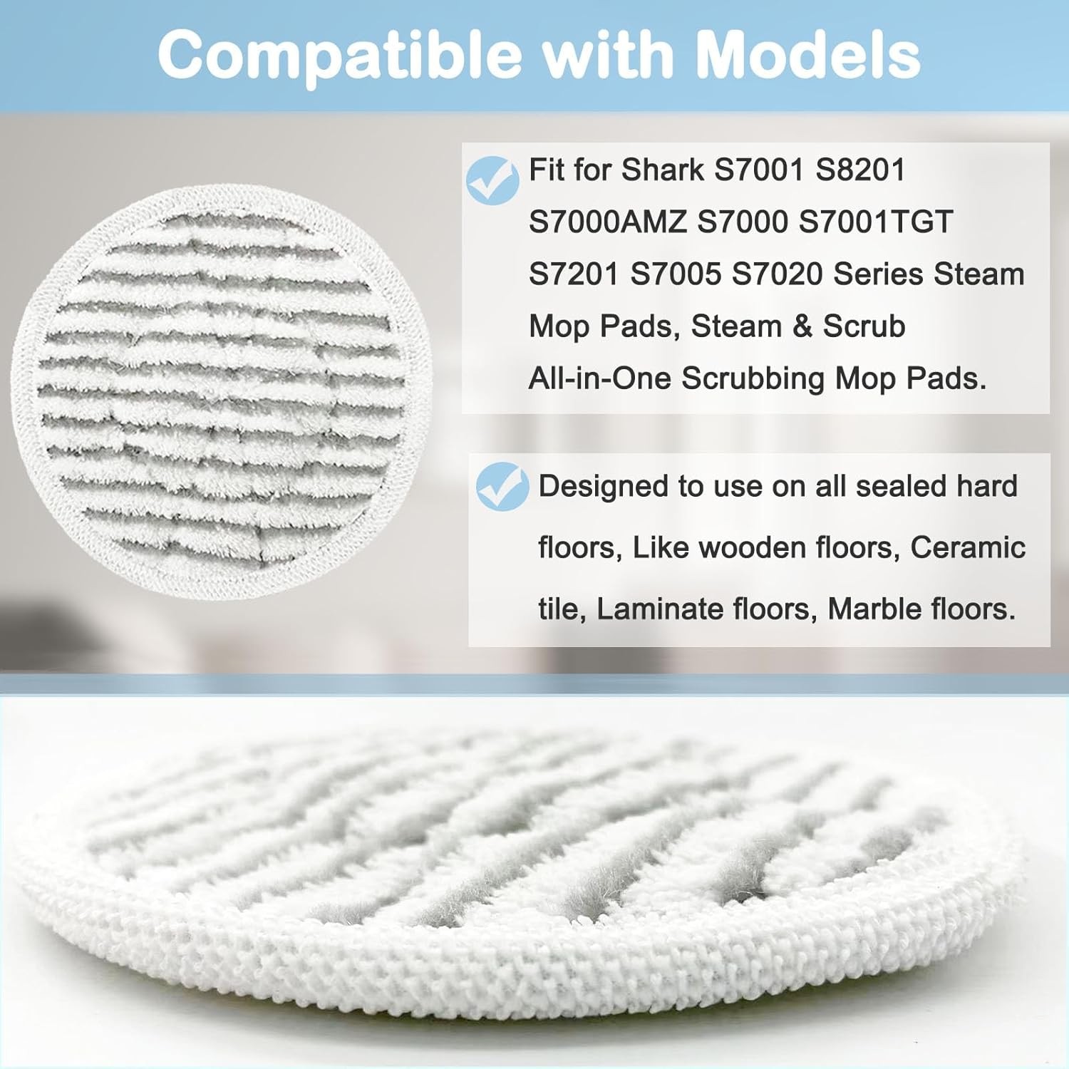 14-pack S7001 Replacement Steam Mop Pad Steam and Scrub 2-in-1 Scrub Mop Pad