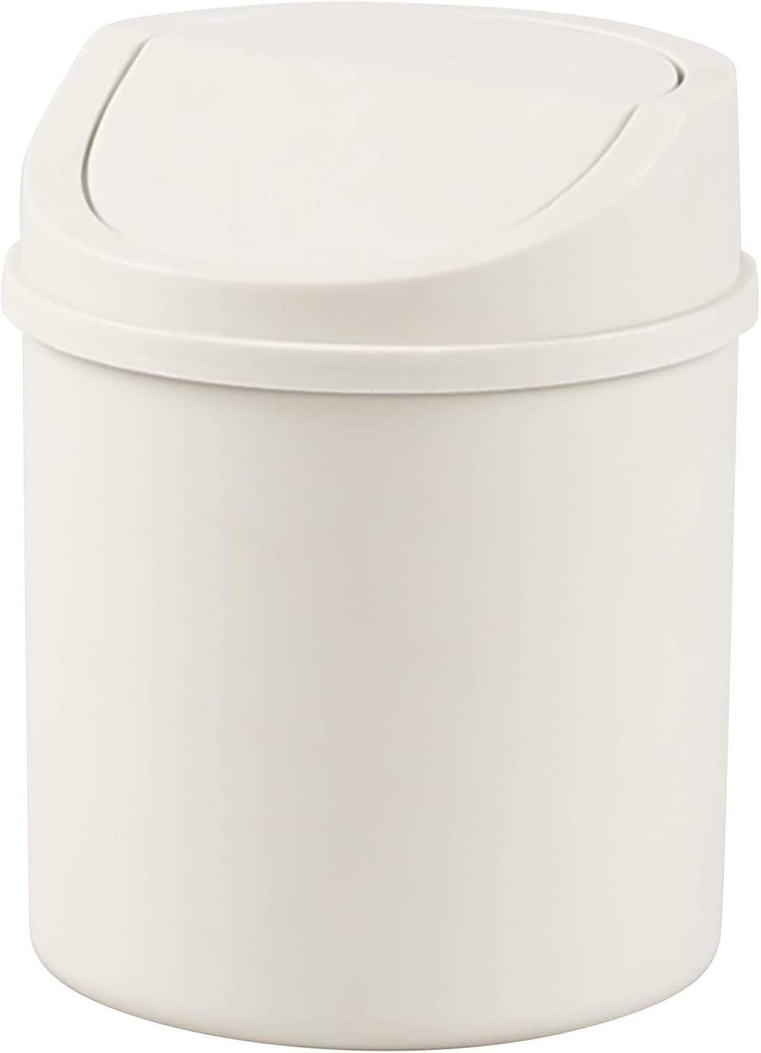 0.7 Gallon Plastic Mini Desk Trash Can with Swing- Lid, White | Tiny Garbage