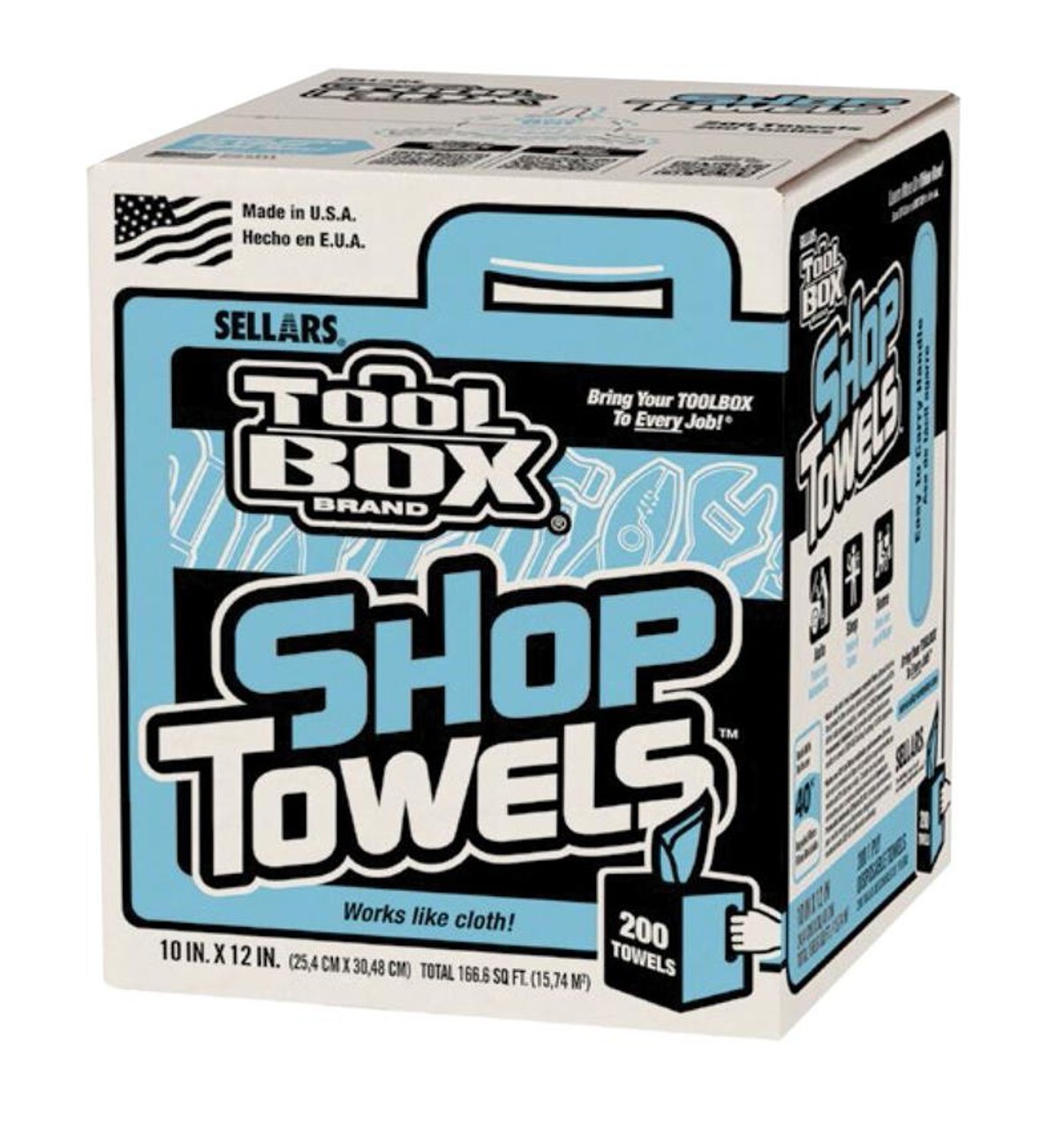 Shop Towels – Disposable – Pull-Box, 10″ x 12″ 200 Sheets per Box, 6 Boxes per