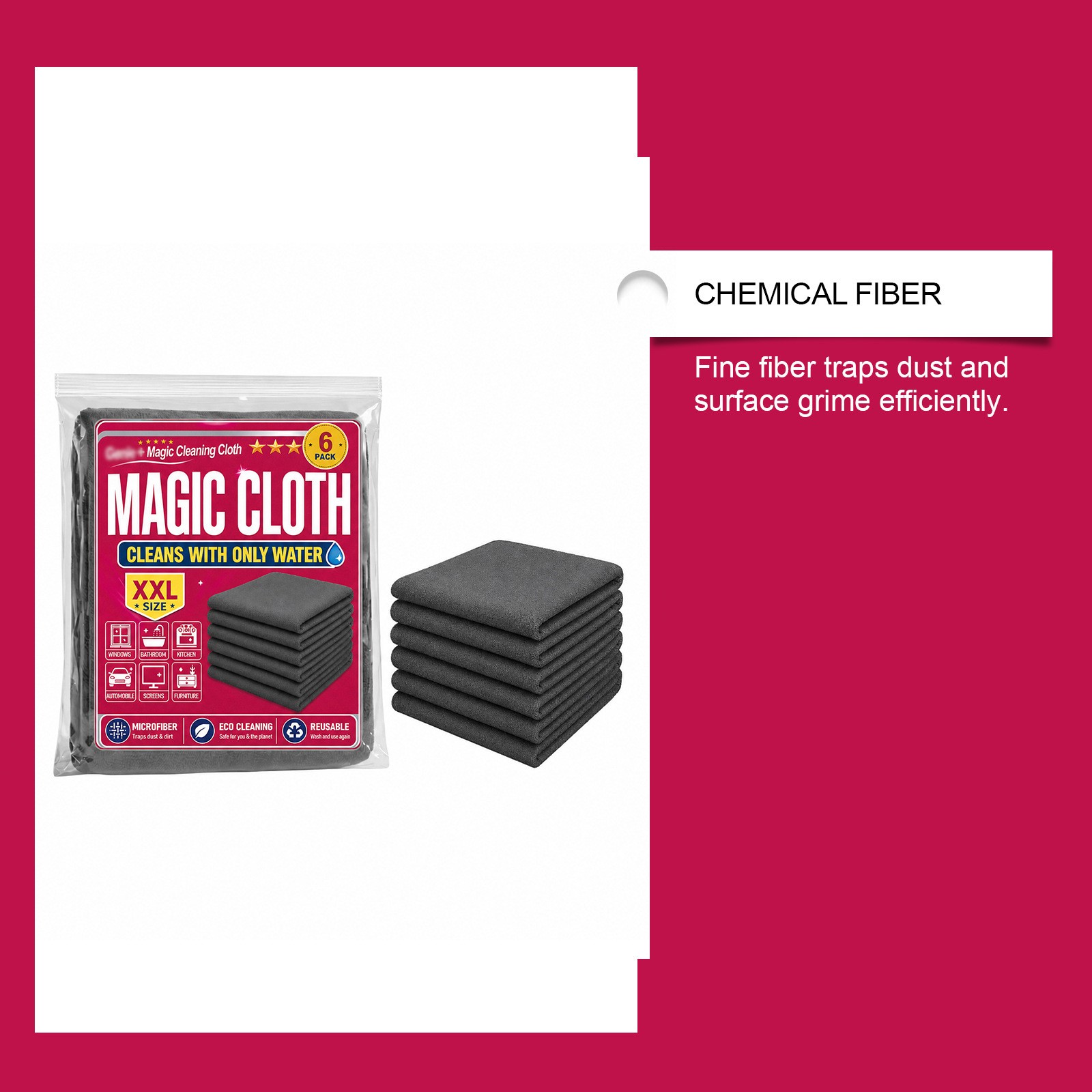 6 Pack Genie Magic Cleaning Cloth Microfiber Cleaning Cloth Reusable ~20% OFF