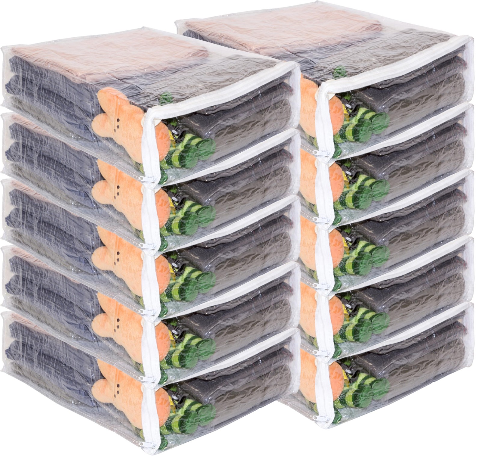 10 PCS Clear Vinyl Zippered Storage Bags 15x18x5 Inch Moving Closet Bag