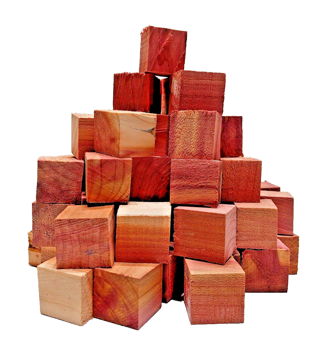 60 Aromatic Red Cedar Wood Blocks CHEMICAL FREE BUG/MOTH REPELLENT SHIPs FREE!