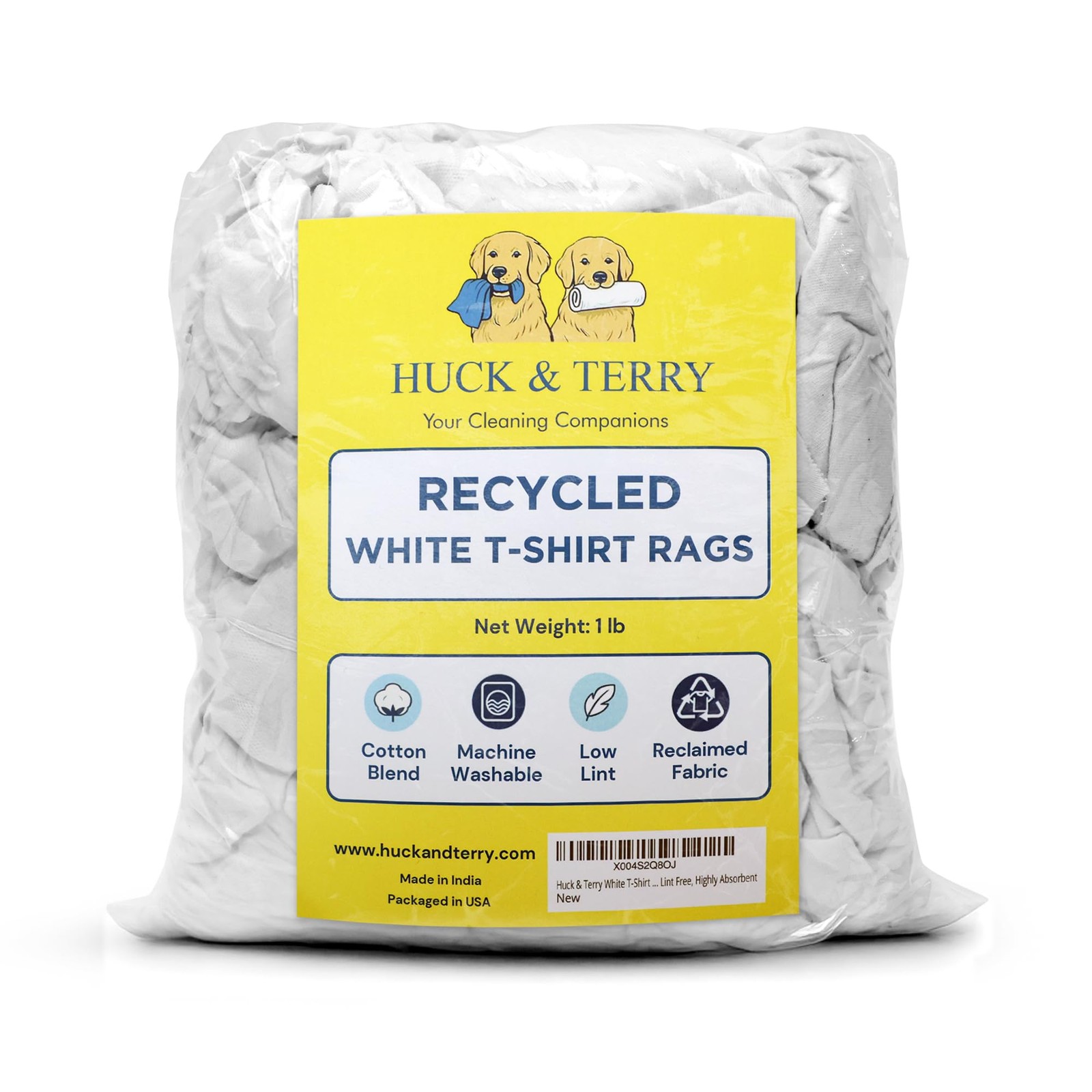 White T-Shirt Bag of Rags, 100% Recycled Material, Cotton Blend Bar Mop, Recl…
