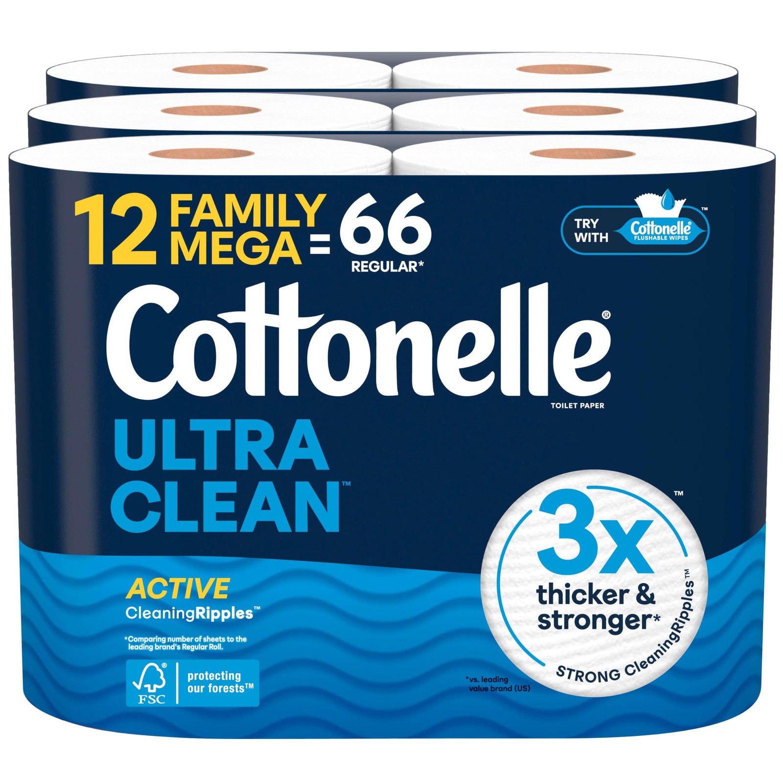 Cottonelle Ultra Clean Toilet Paper with 353 Sheets (Pack of 12), White