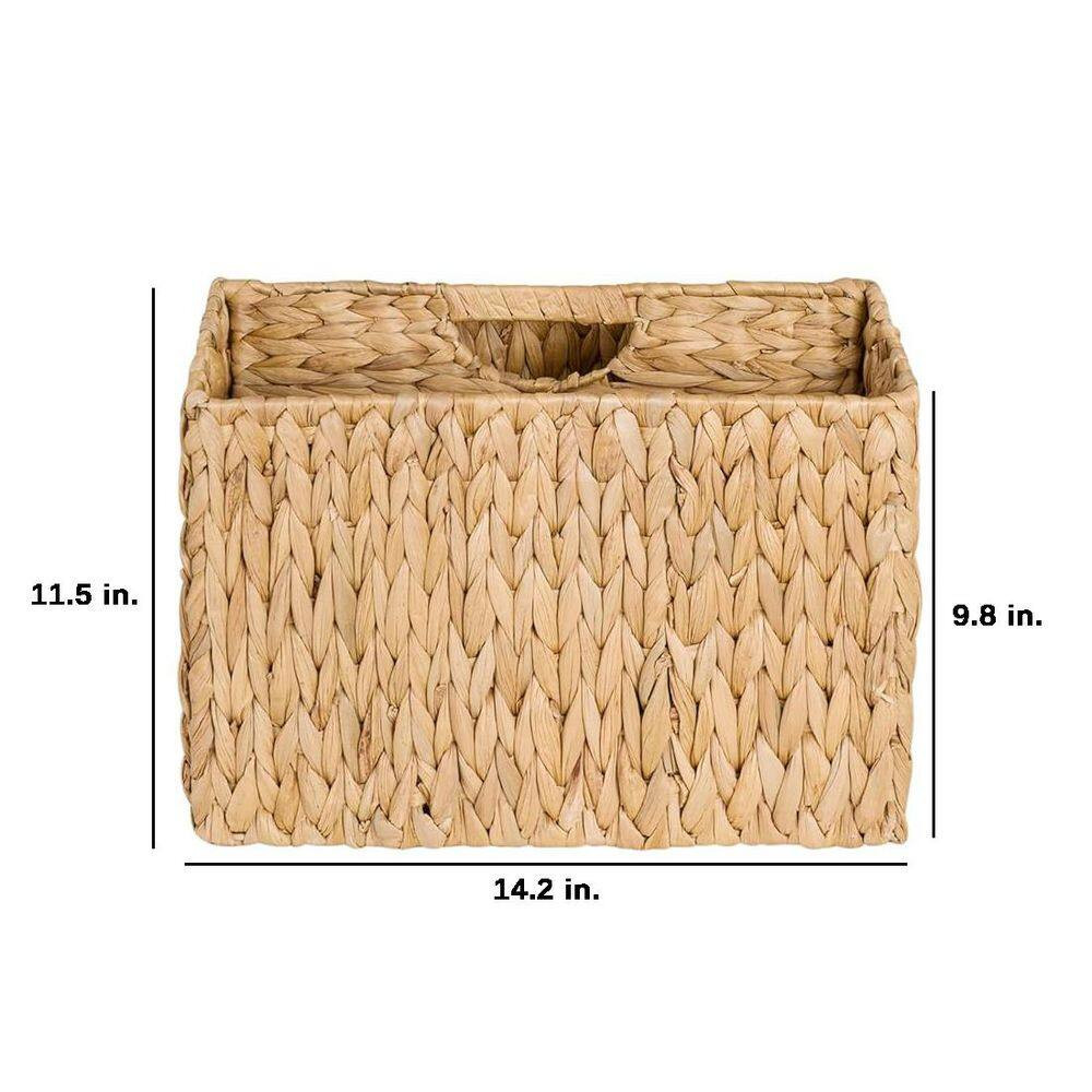 Brown 14.3 In. X 11.5 In. Water Hyacinth Freestanding Magazine Rack