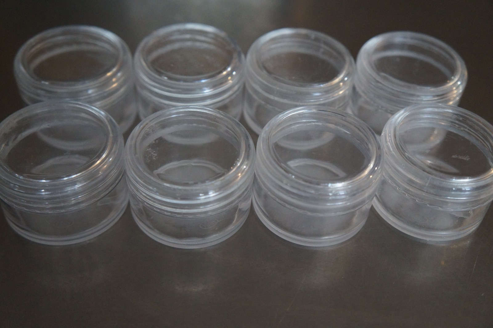 8 Clear Plastic Jars Containers With Screw Top Lids – Travel, Craft