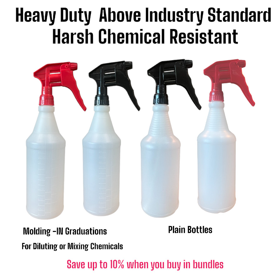 Empty Trigger Spray Bottle 32 OZ Chemical Resistant Heavy Duty Commercial
