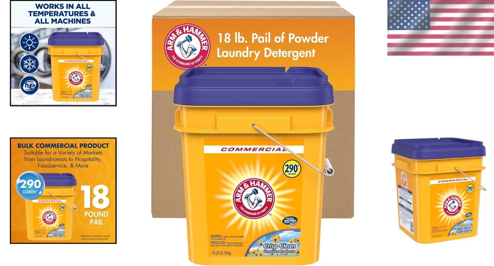 Professional Biodegradable Powder Laundry Detergent – 18lb Pail for 290 Loads