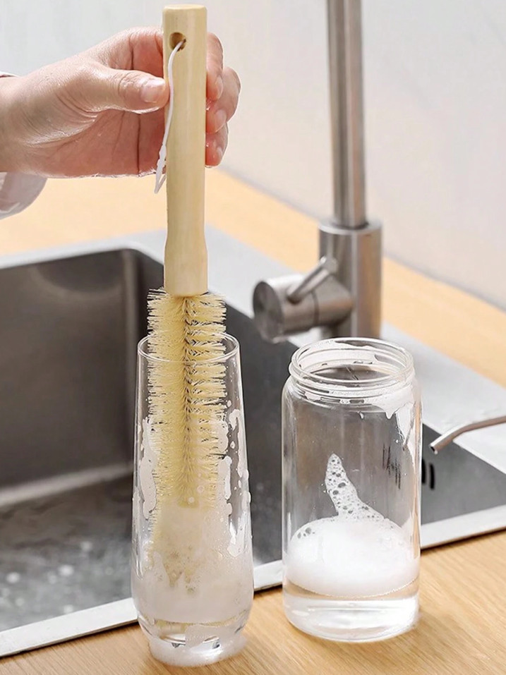 Wooden Handle Nylon Cup Cleaning Brush, Kitchen & Dining, Durable & Ergonomic