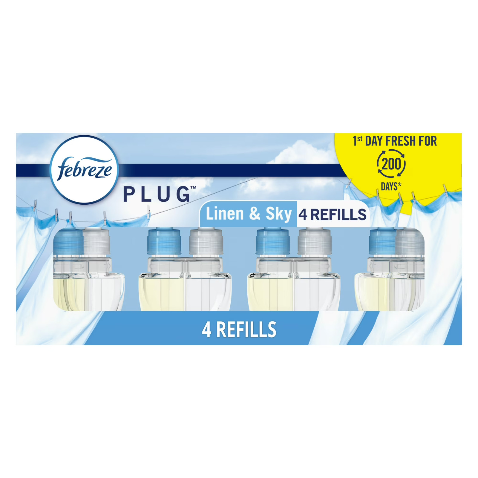 Febreze Plug In Air Freshener, Odor-Fighting Scented Oil Refill, 4 Refills