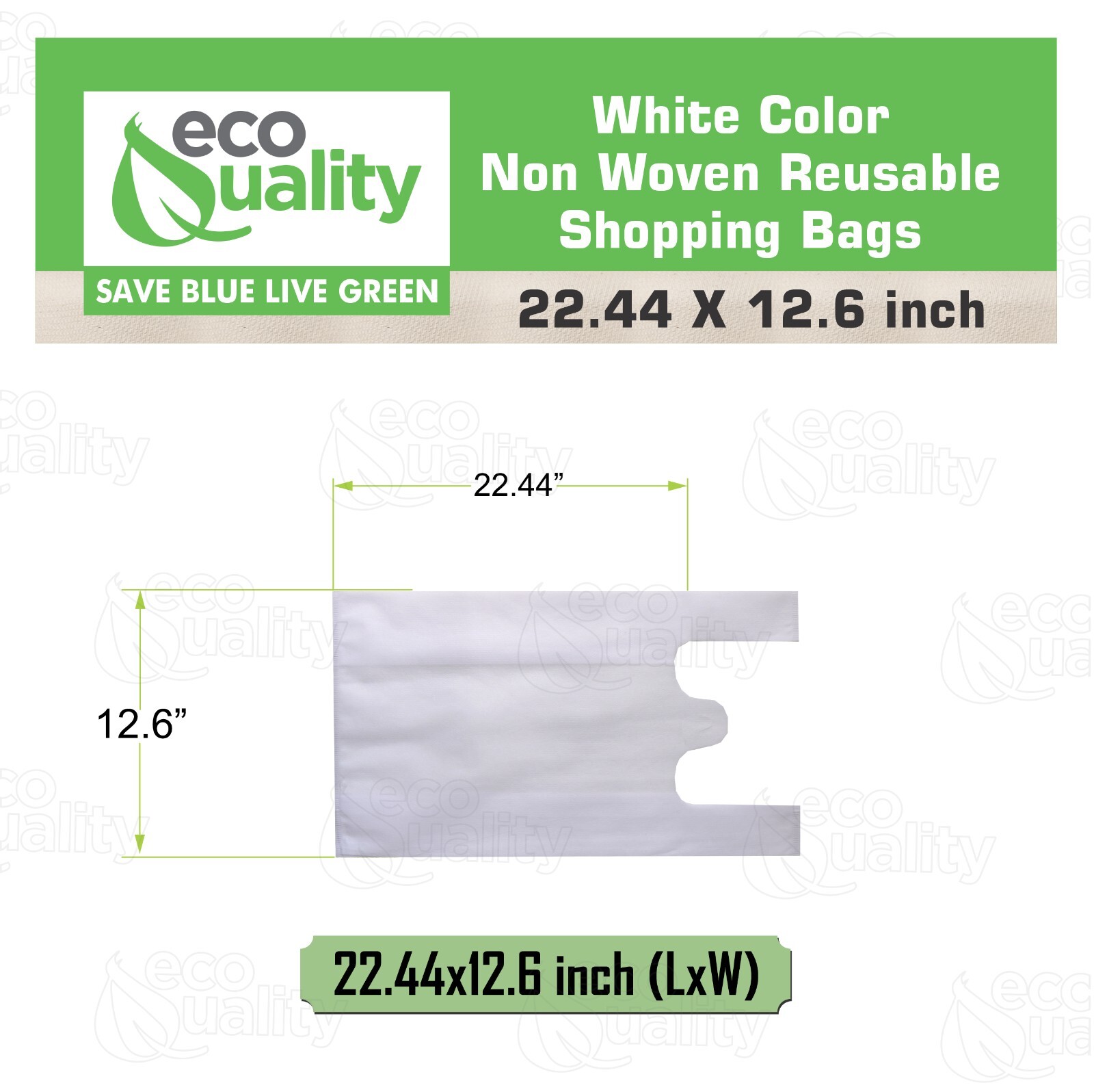 Non Woven T-Shirt Shopping Grocery Bags White Reusable Large USA MADE 600pcs