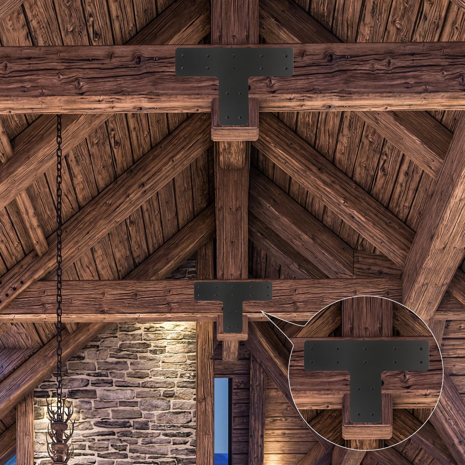 4 PCS 12×8 Inch T Post Timber Brackets Post To Beam Connector For 6×6 Steel