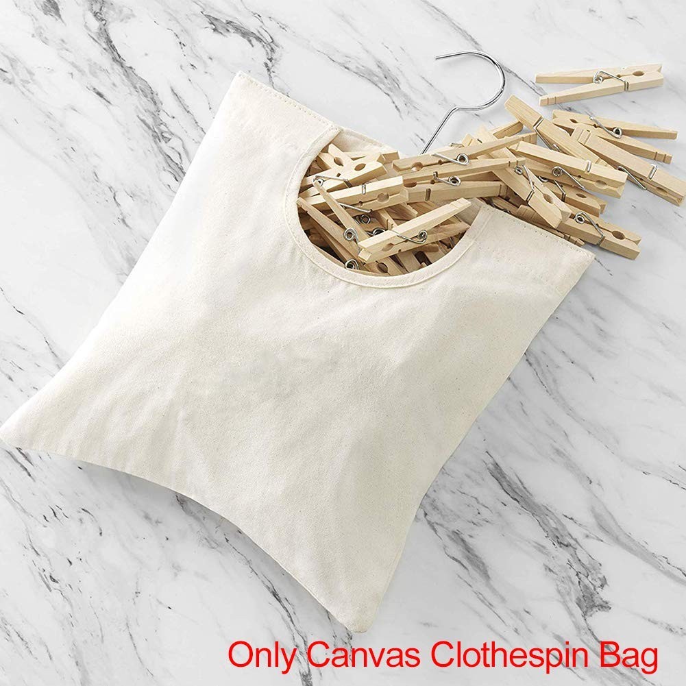 Canvas Clothespin Bag Portable Hanging Large Opening Storage Organizer Home