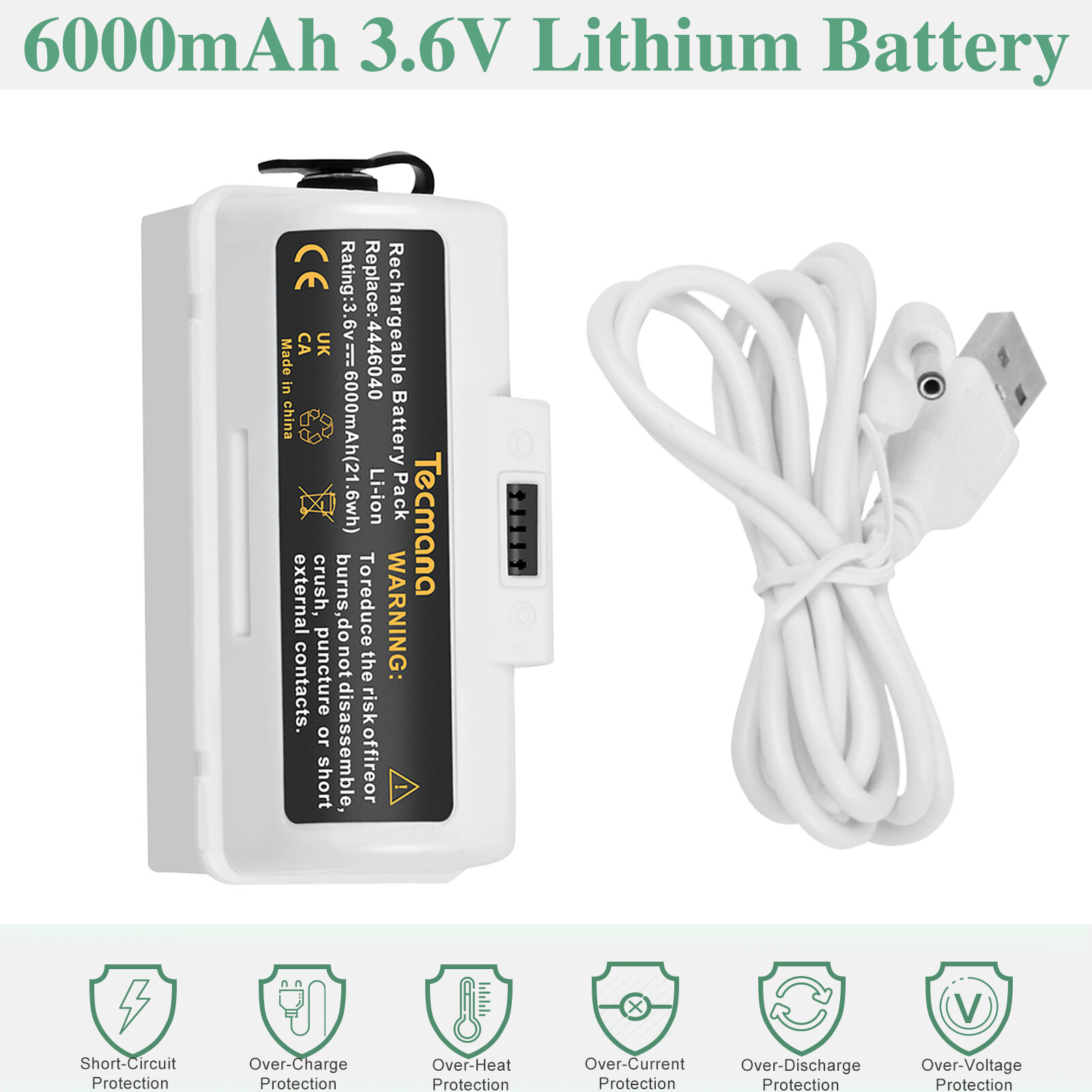 6000mAh 3.6V Li-ion Battery For iRobot 4446040 BC674 Braava Jet 240 241 245 244