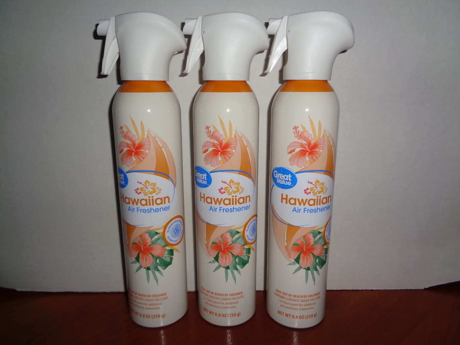 Lot of 3 Great Value Air Freshener Simple Trigger Spray Hawaiian 8.8 oz Each