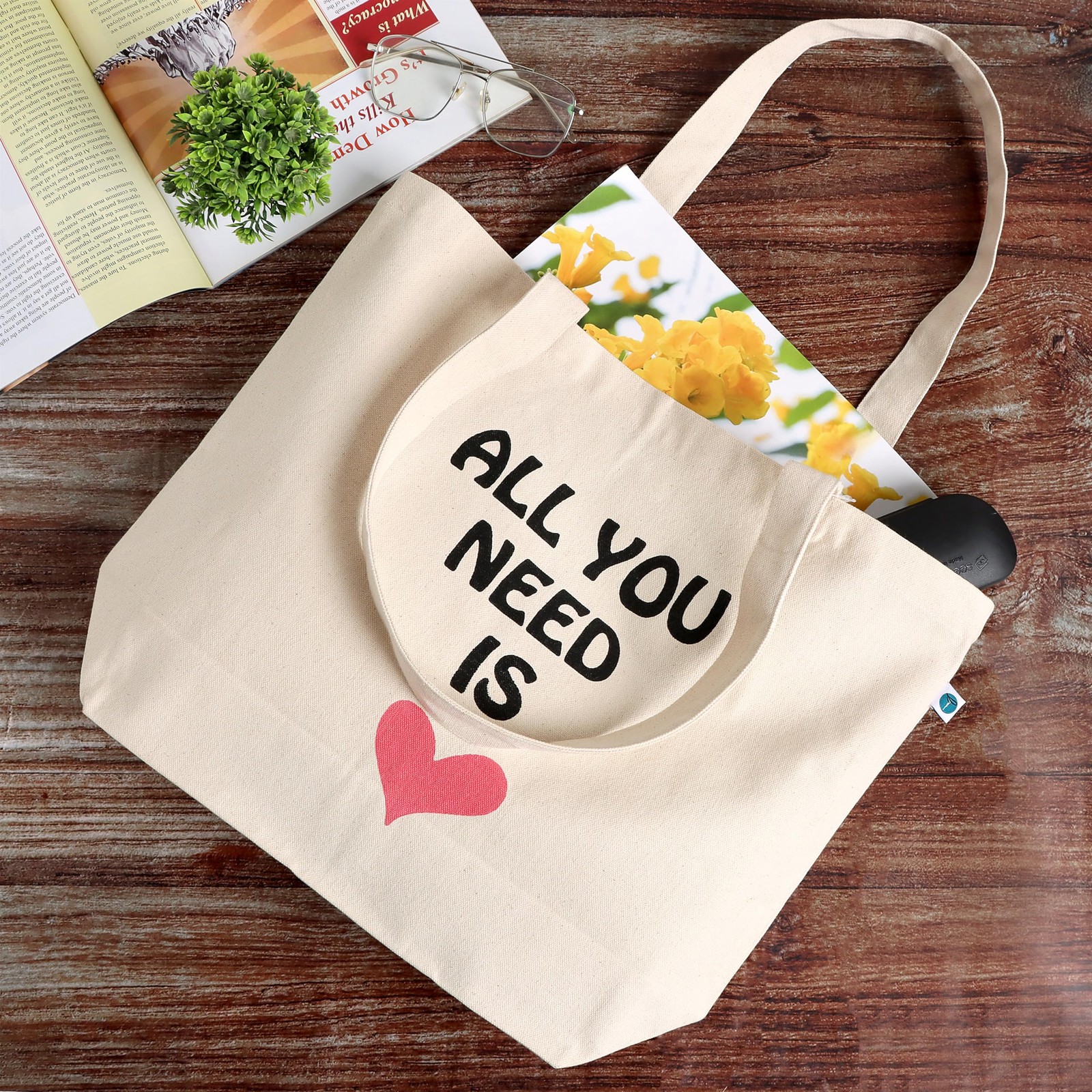 Tote Bag, Lightweight and High Capacity Natural Cotton Canvas Shopping Bag, M…