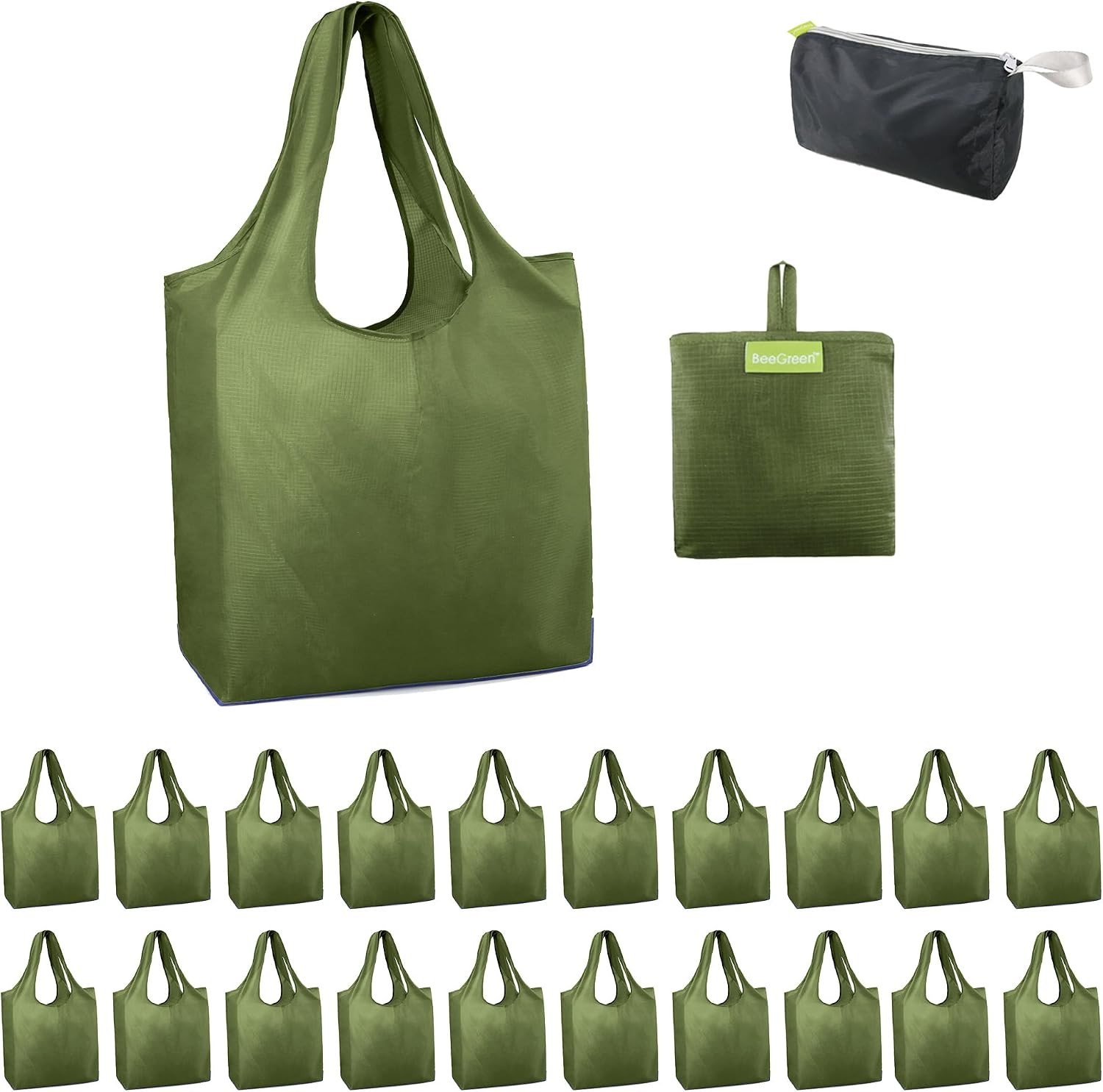 Zipper Pouch Bulk Grocery Bags – Foldable & Machine Washable