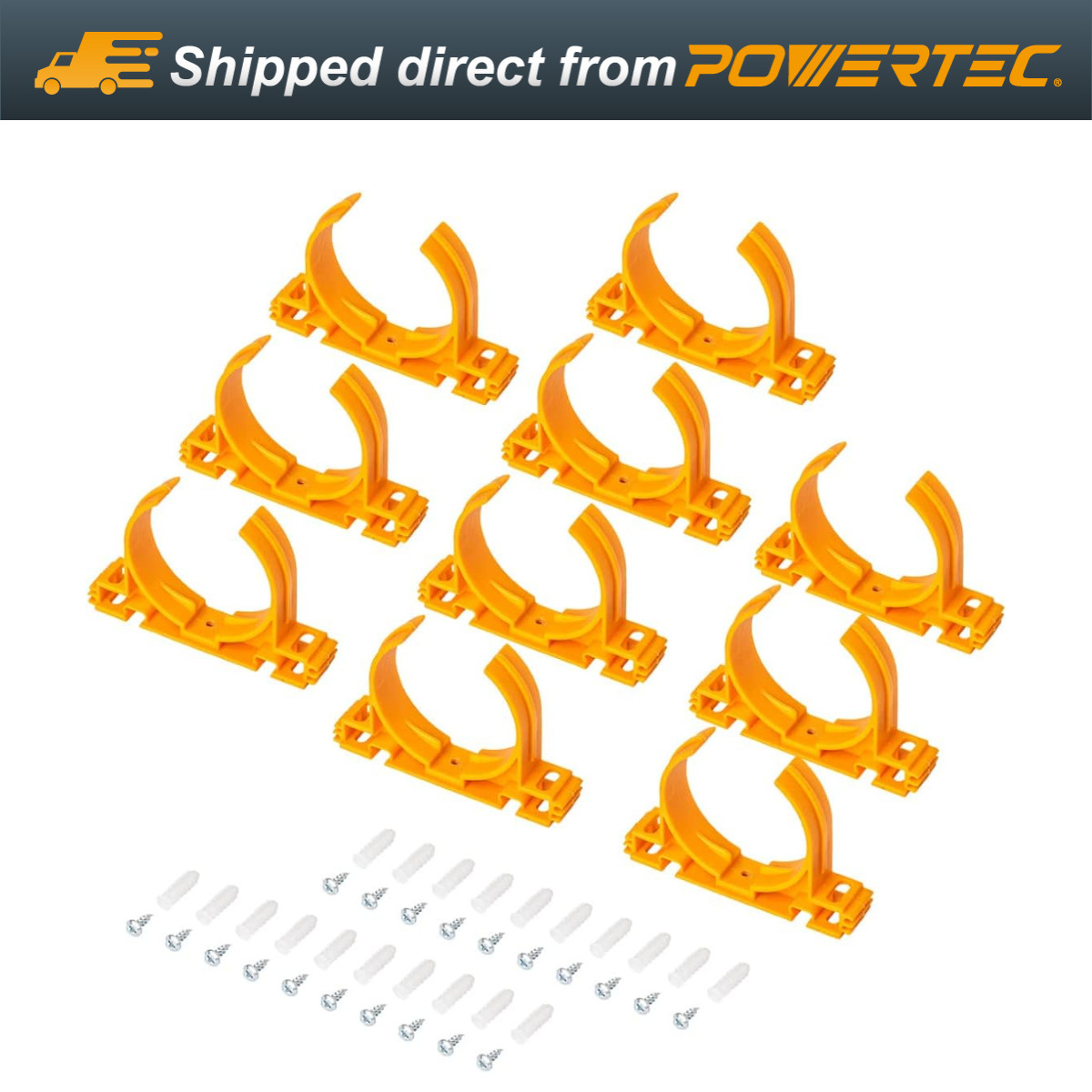 POWERTEC 70342-P2 Open Style Hangers for 2-1/2″ Dust Collection Pipe&Hose, 10PK