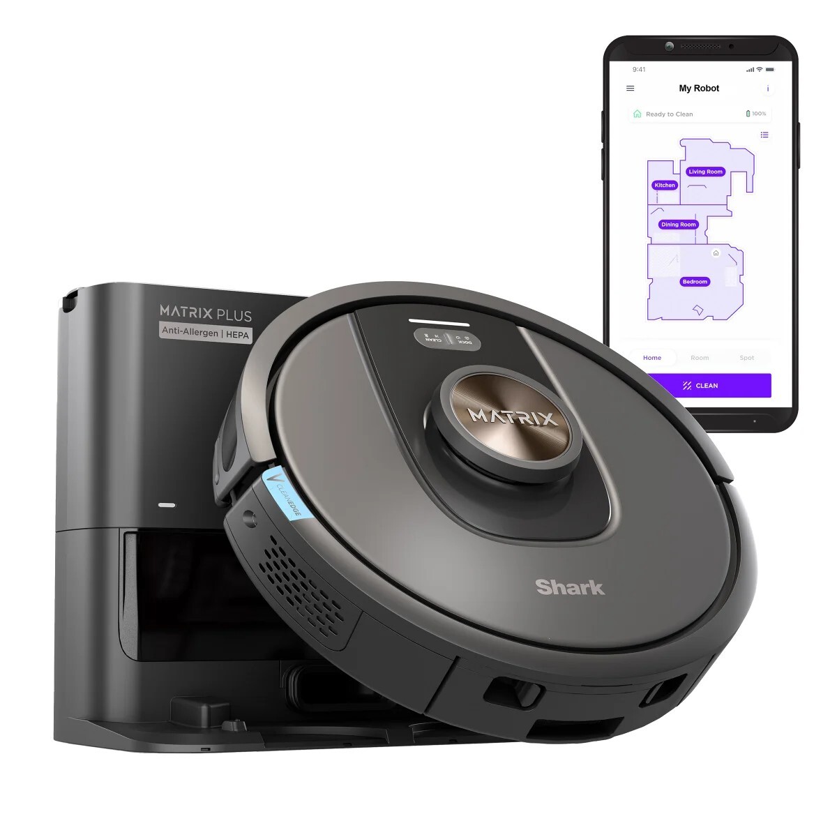 New Shark Matrix Plus Robot Vacuum W/Self-Empty HEPA Base, UR2360S NIB