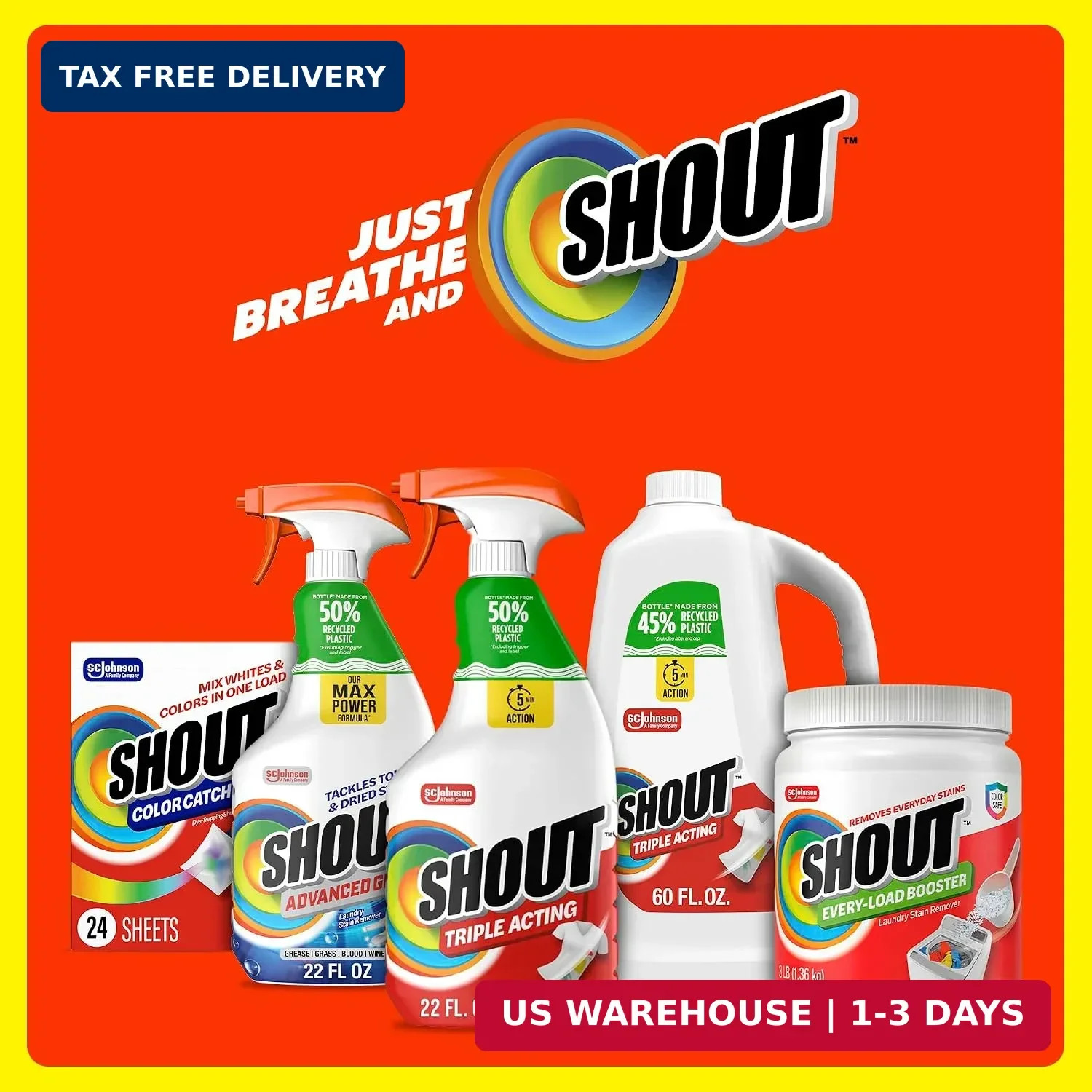 Shout Active Enzyme Laundry Stain Remover Spray, Triple-Acting Formula Clings, P