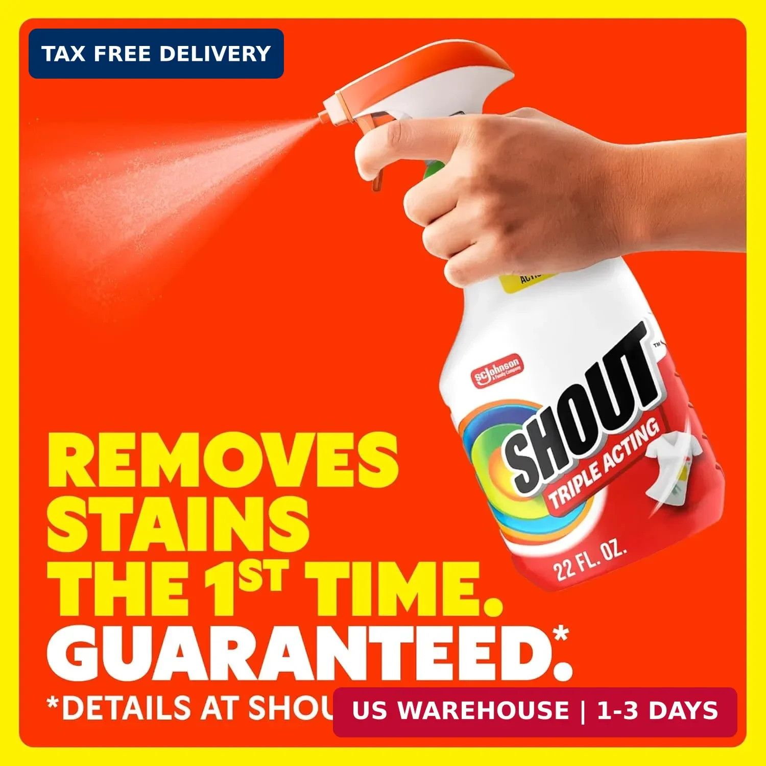 Shout Active Enzyme Laundry Stain Remover Spray, Triple-Acting Formula Clings, P