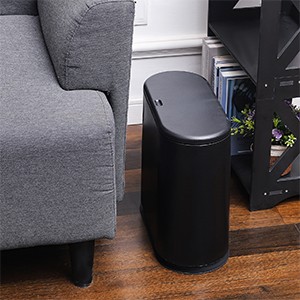Slim Plastic Bathroom Trash Can With Lid,12L / 2.7 Gallon Pet & Dog Proof