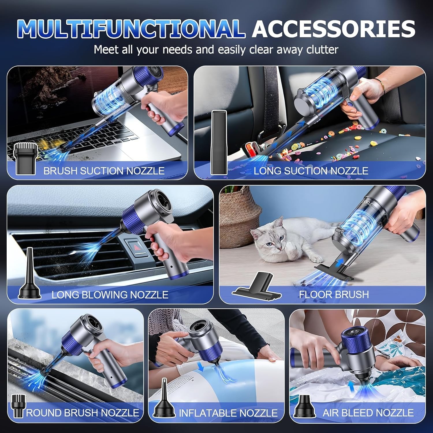 Handheld Car Vacuum Cleaner Cordless, 16000PA Hand Held Vacuum Portable, 2 in…