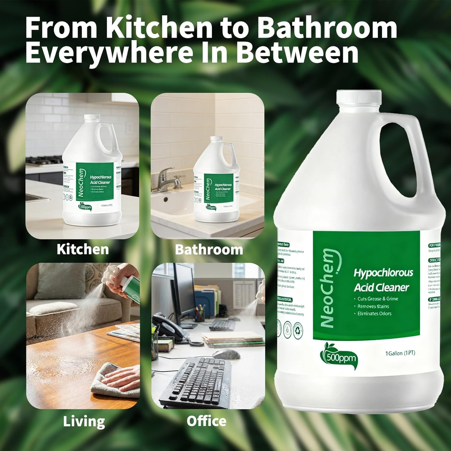 Hypochlorous Acid 500ppm Cleaner 1 Gal No Rinse Stain Odor Eliminator