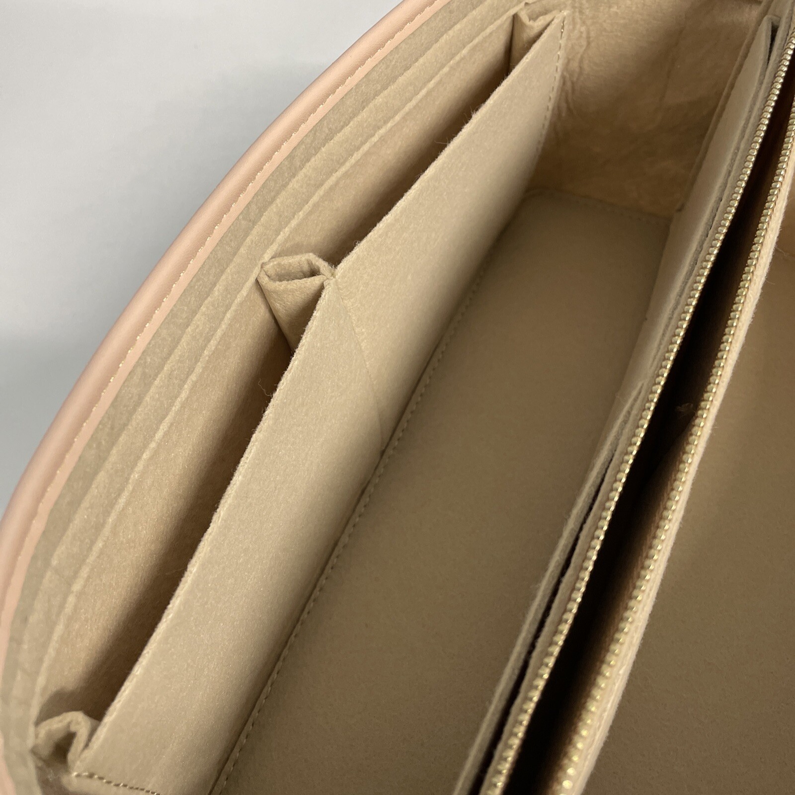 Collapsible Felt Organizing Basket with Zipper pocket 12Lx8.5 Wx5.5 H Tan/Pink/G