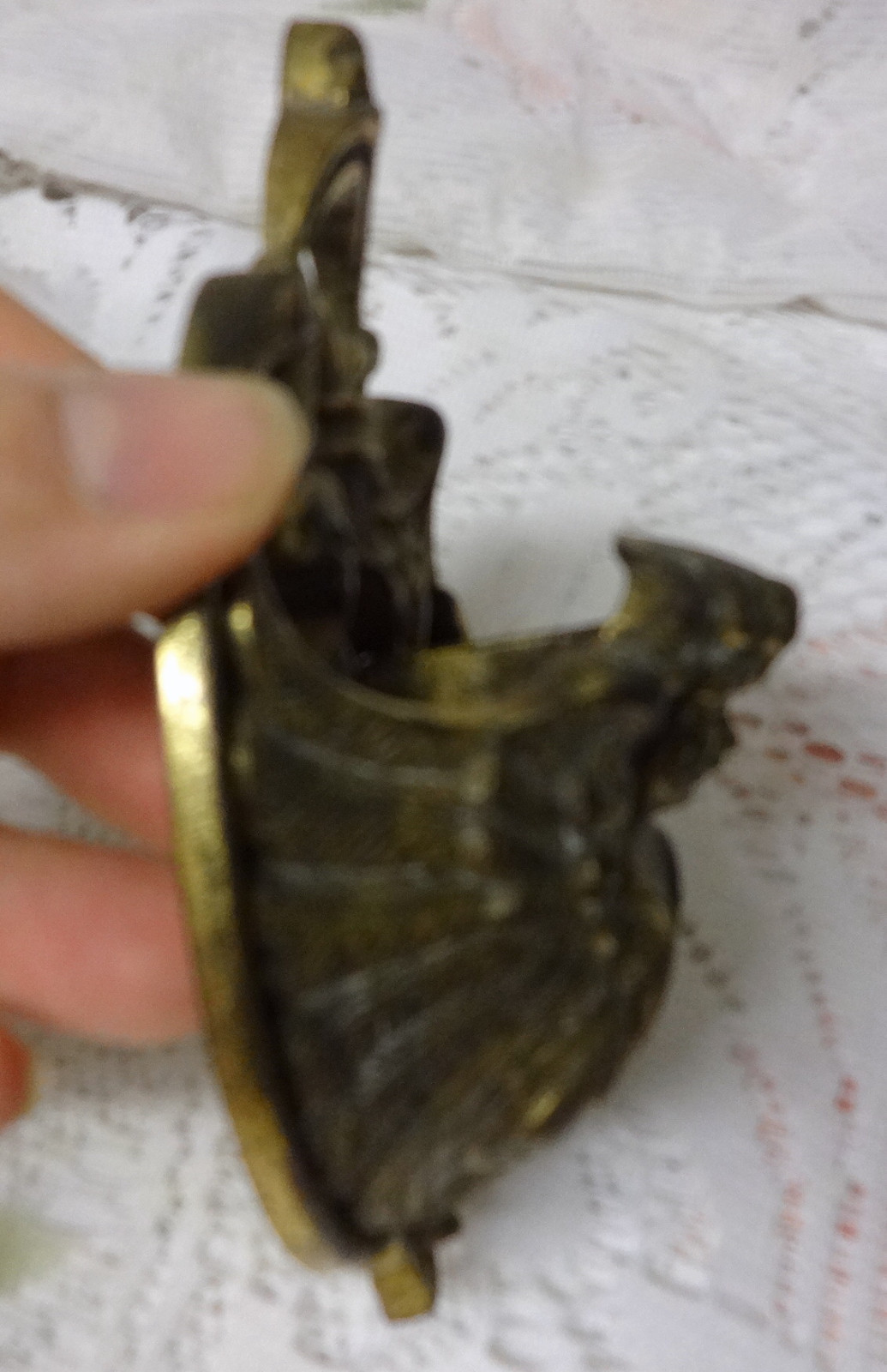 Antique Art Nouveau Deco Angel Old Numbered Brass Wall Pocket Ornate Fine Detail