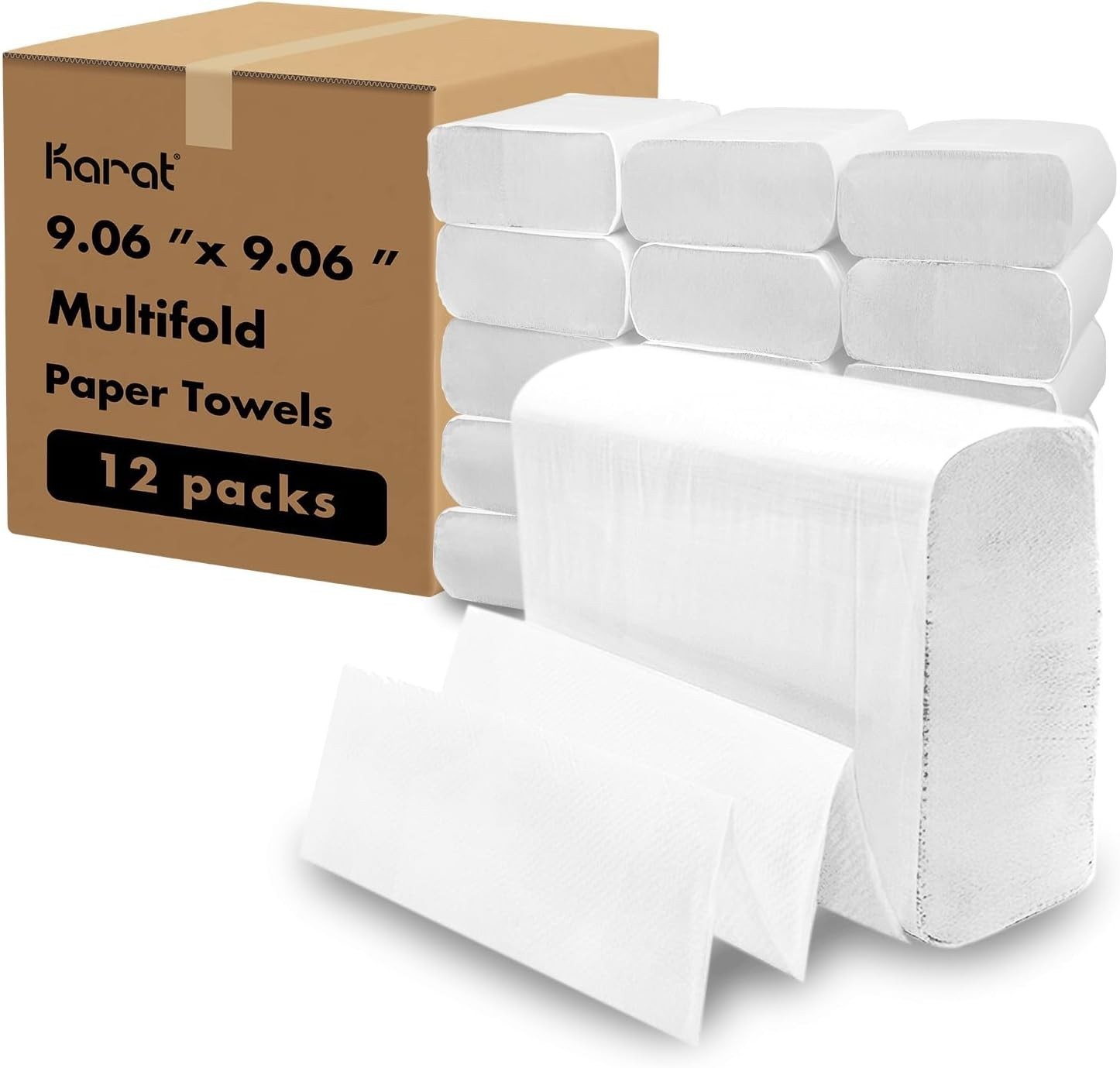 Multifold Paper Towels – Absorbent and Sturdy – Kraft, 334 Sheets X 12 Packs, Re