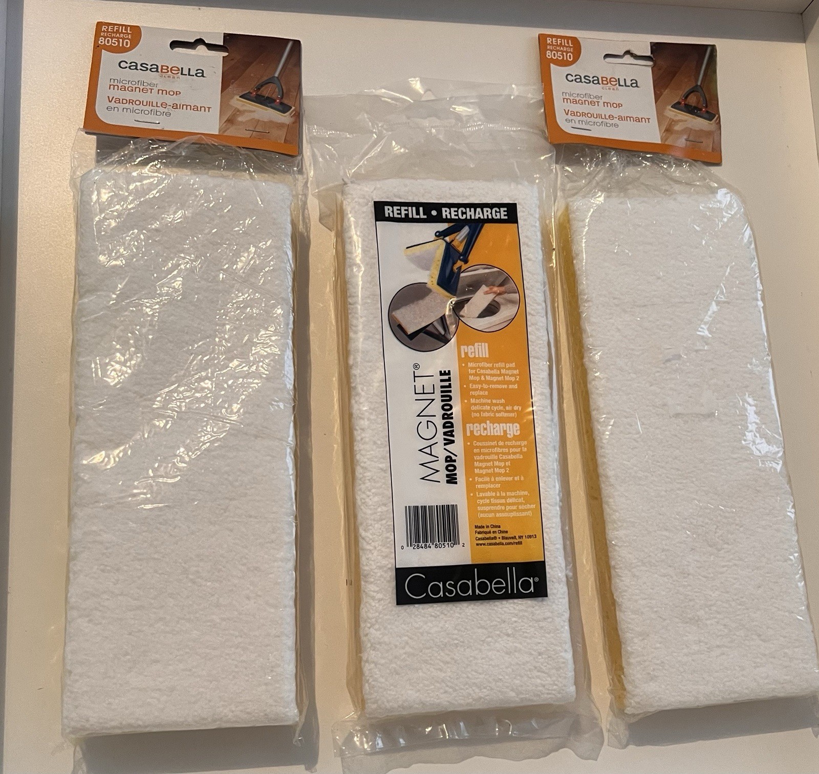 3x NEW Casabella Magnet Mop Microfiber Refill #80510 Discontinued Sealed