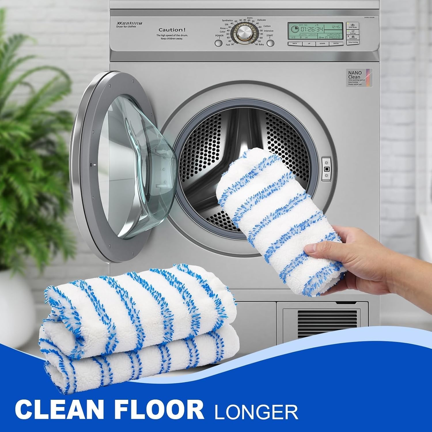 Effortless Cleaning with 2-Pack Reusable Microfiber Mop Pads for All Surfaces