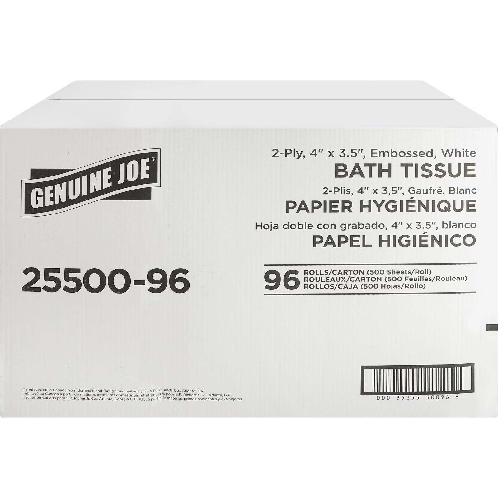 Genuine Joe Solutions, Bath Tissue Rolls, 2-ply, embossed, perforated