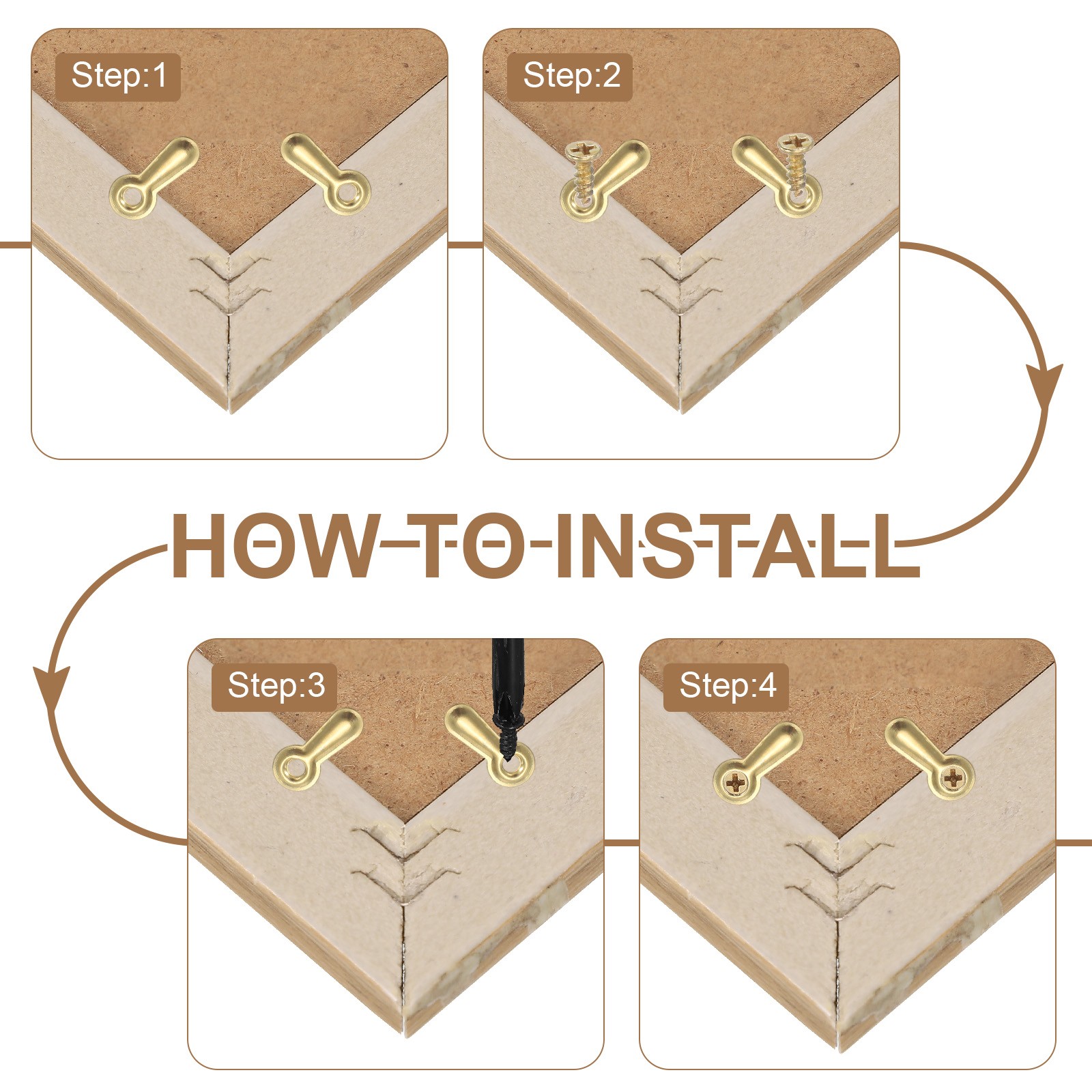 120pcs 0.75″ Picture Frame Backing Clips Hardware with 120pcs Screw Gold,