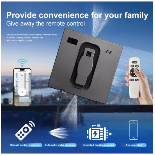 PuRuiKai Robot Window Cleaner with App Control & Dual Water Spray
